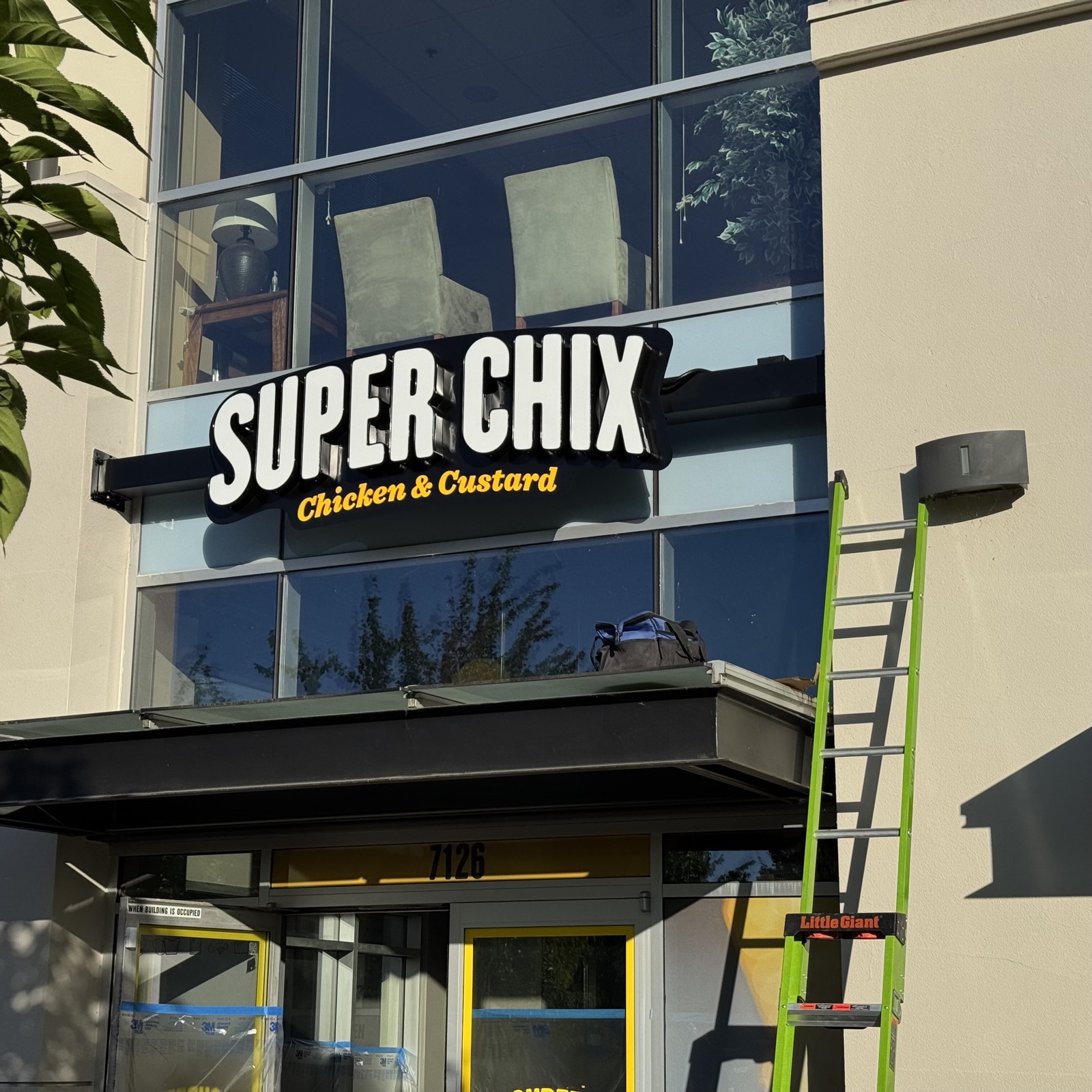 Super Chix Chicken & Custard storefront with new illuminated channel-letter signage